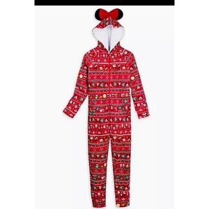 DISNEY Minnie Mouse adult kids onesie large Christmas pajamas